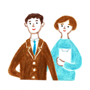実行委員会についてのアイコンイラストで男性と女性が並んでいるイラストを使います